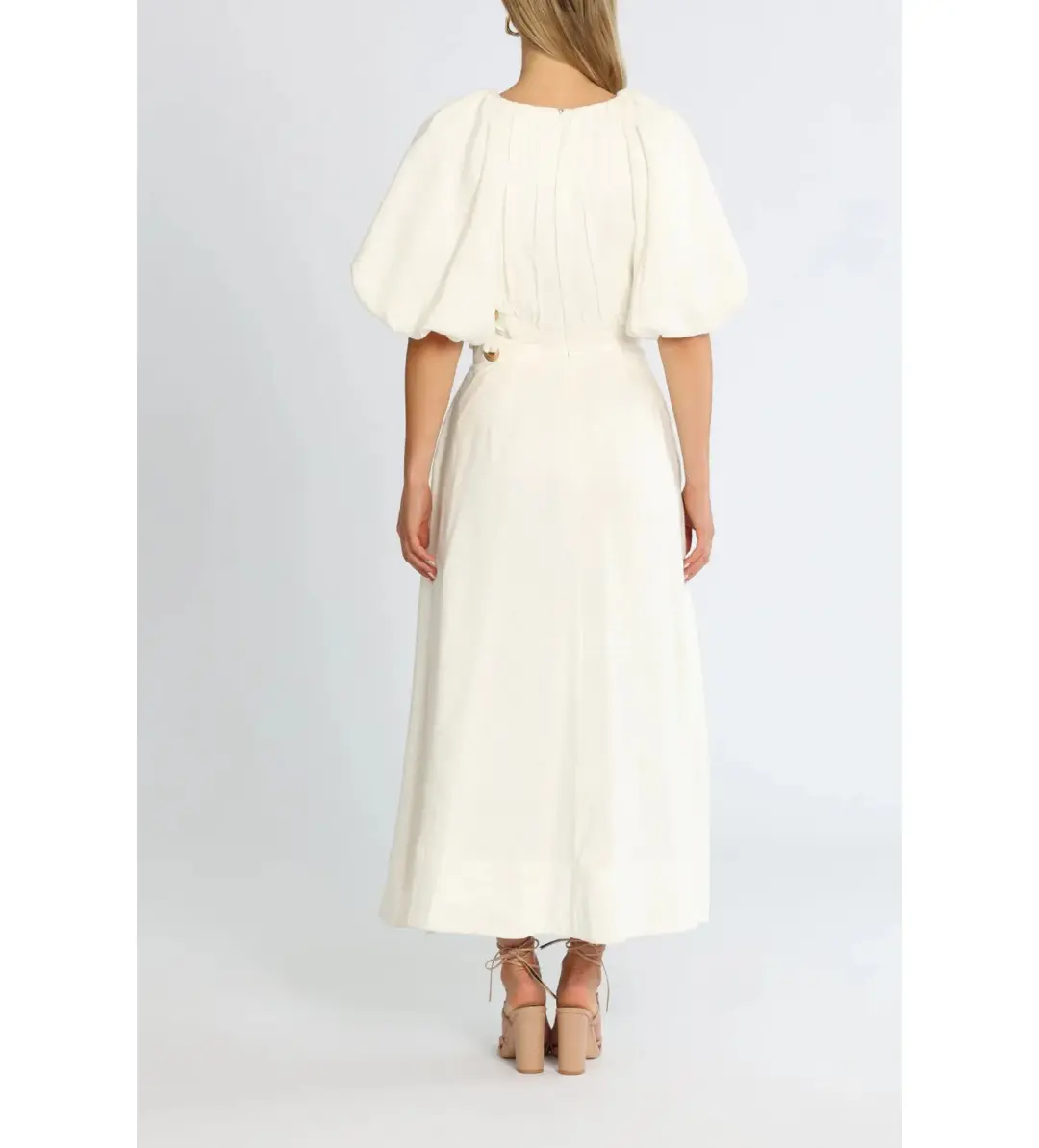 Aje Virtuous Asymmetrical Midi Dress in Ivory Size XXS / AU 4 for rent on The Volte - main image