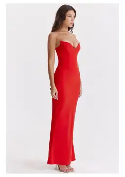 House of CB Tamara Strapless Maxi Dress Cherry Red Size S / AU 8 for rent on The Volte - image 2