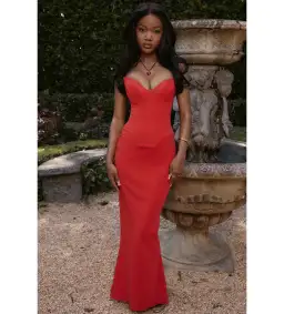House of CB Tamara Strapless Maxi Dress Cherry Red Size XS / AU 6 for rent on The Volte - image 1