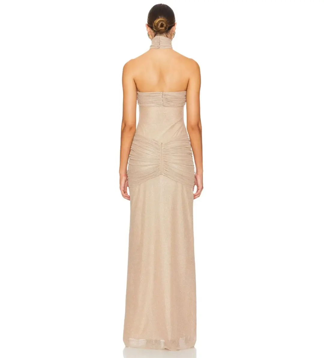 Mirror Palais The Starlite Glitter Mesh Maxi Dress Diamond Sand Size M/AU 10 for rent on The Volte - main image