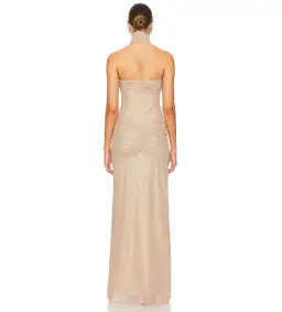 Mirror Palais The Starlite Glitter Mesh Maxi Dress Diamond Sand Size M/AU 10 for rent on The Volte - image 3
