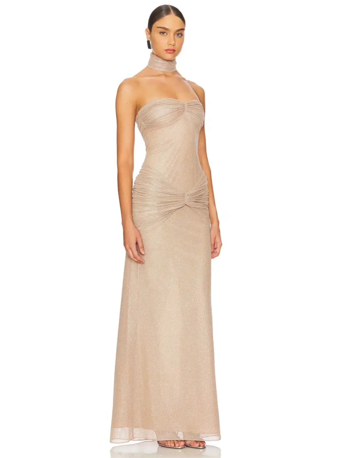 Mirror Palais Starlite Glitter Mesh Dress Diamond Sand Size XS / AU 6 for rent on The Volte - main image