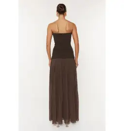 She is OLLÁ Nicolette Maxi Dress Espresso Size AU 6 for rent on The Volte - image 3