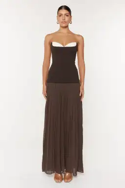 She is OLLÁ Nicolette Maxi Dress Espresso Brown Size 8 for rent on The Volte - image 1