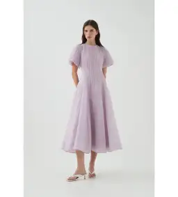 Aje Nova Pleated Midi Dress in Lilac Size AU 10