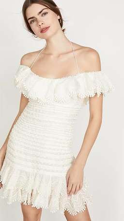 Zimmermann Super Eight Off The Shoulder Ruffled Pleated Mini Dress Ivory Size 0 / AU 8 for rent on The Volte - image 2