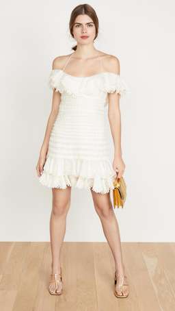 Zimmermann Super Eight Off The Shoulder Ruffled Pleated Mini Dress Ivory Size 0 / AU 8 for rent on The Volte - image 6