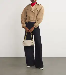 Zimmermann Crush Cropped Trench Coat in Khaki Size 0 / AU 8