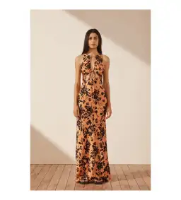 Shona Joy Solare Cut Out Front Maxi Dress in orange Size AU 8