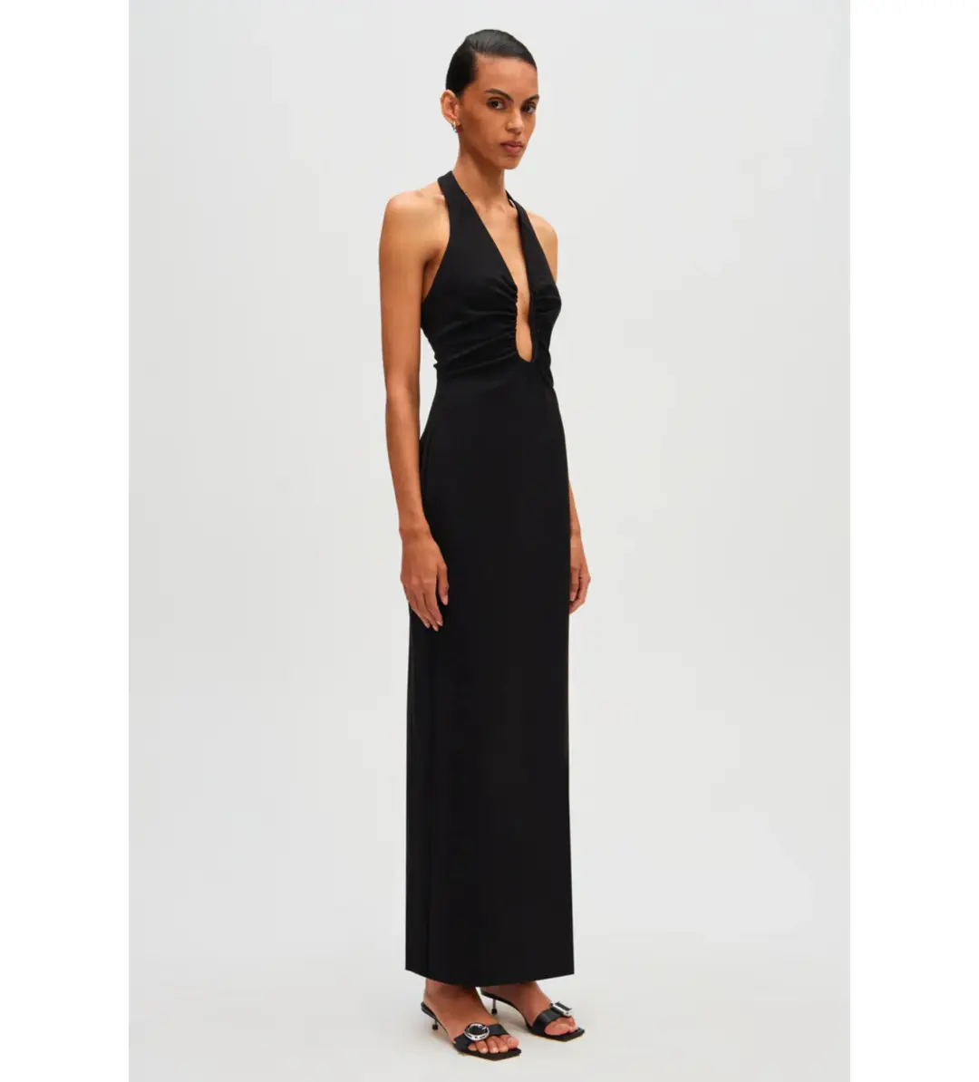 Misha Alusia Stretch Twill Maxi Dress in Black Size 8 for rent on The Volte - main image