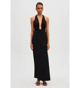 Misha Alusia Stretch Twill Maxi Dress in Black Size 8 for rent on The Volte - image 1