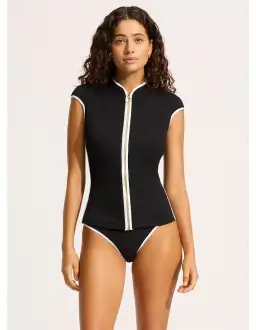 Seafolly Beach Bound Cap Sleeve Sunvest Black Size M/Au 12 for rent on The Volte - image 1