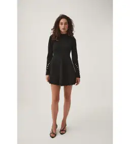 Aje Sylvia Knit Mini Dress Black Size AU 12