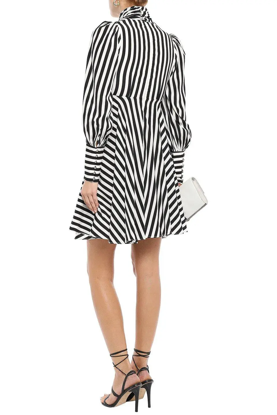 Zimmermann Zippy Cowl Short Dress Black Stripe Size 8 for rent on The Volte - main image