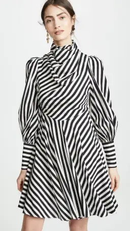 Zimmermann Zippy Cowl Short Dress Black Stripe Size 8 for rent on The Volte - image 3