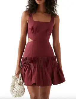 Aje Audette Pleated Min Dress Burgundy Size 6