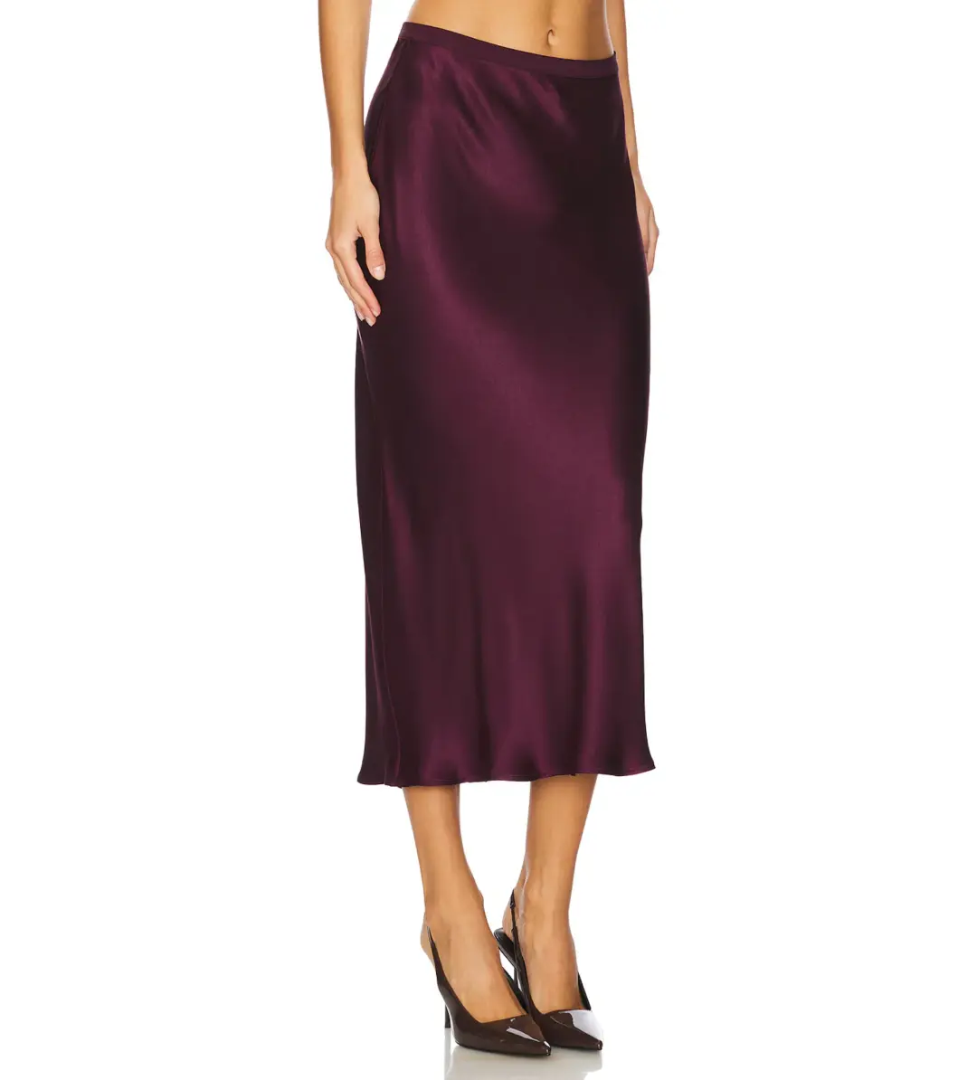 Anne Bing Bar Silk Midi Skirt Bordeaux Size L/Au 14 for rent on The Volte - main image