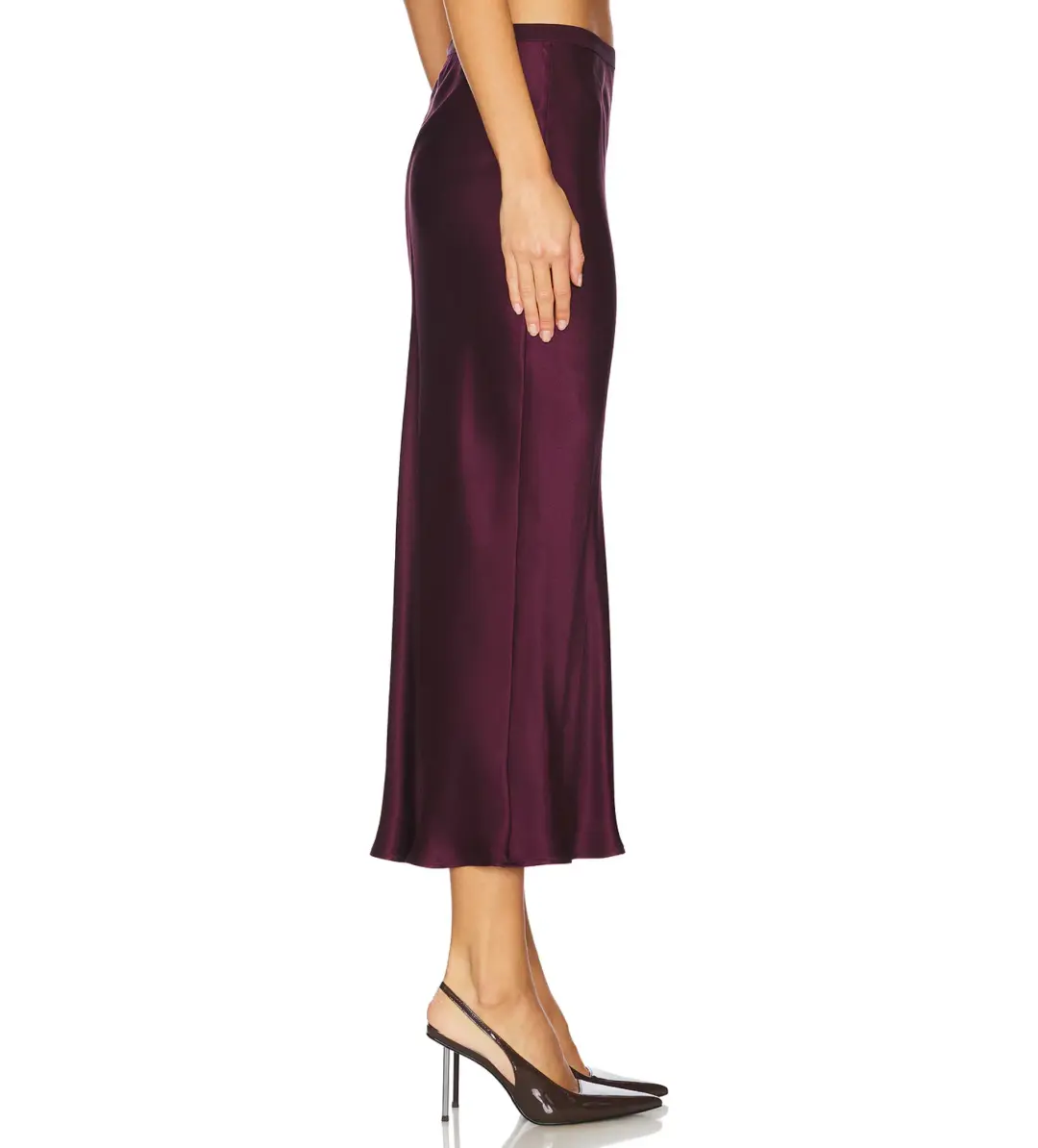 Anne Bing Bar Silk Midi Skirt Bordeaux Size L/Au 14 for rent on The Volte - main image