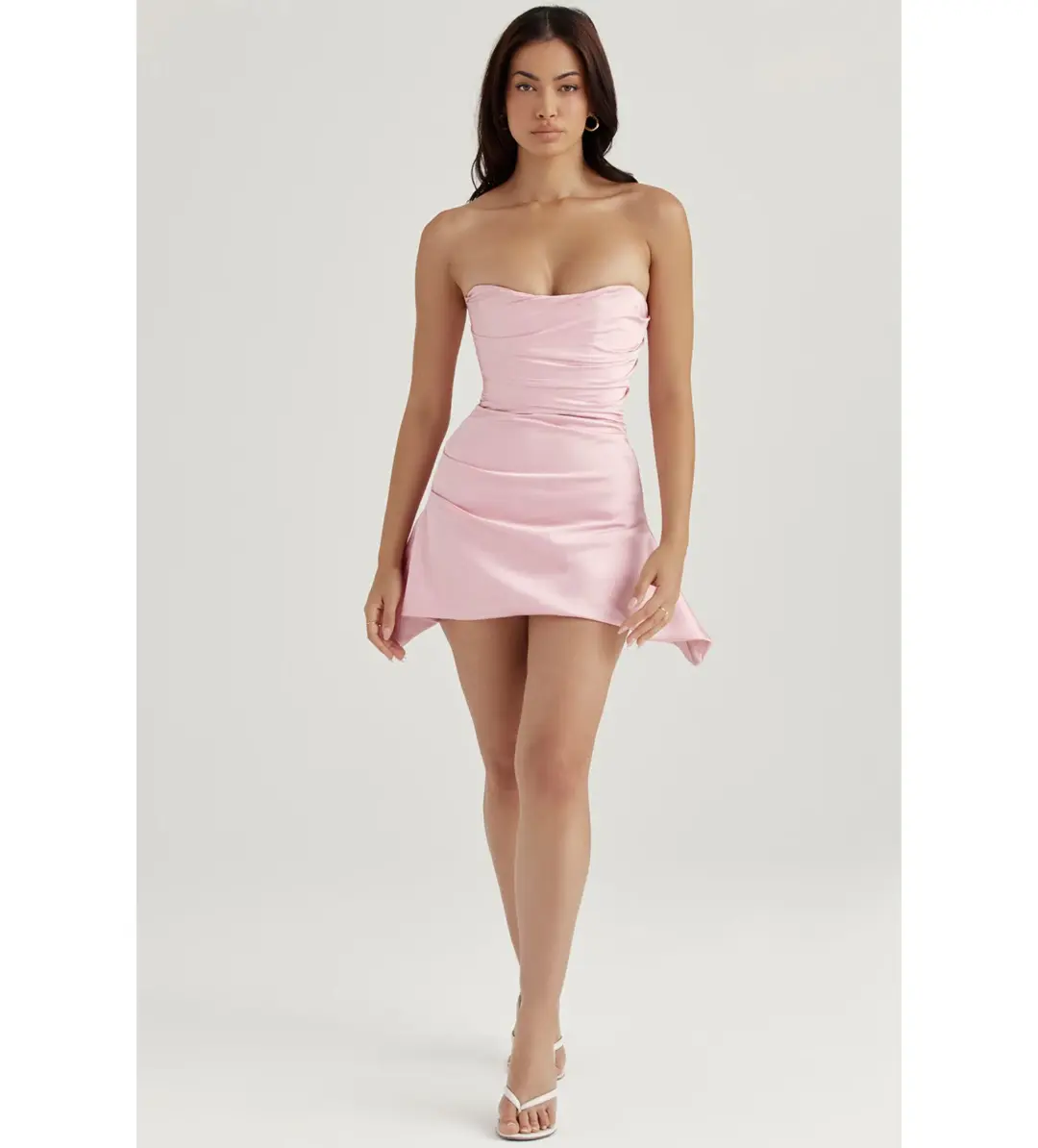 House of CB Jasmine Draped Strapless Corset Mini Dress Rose Pink Size XS/AU 6 for rent on The Volte - main image