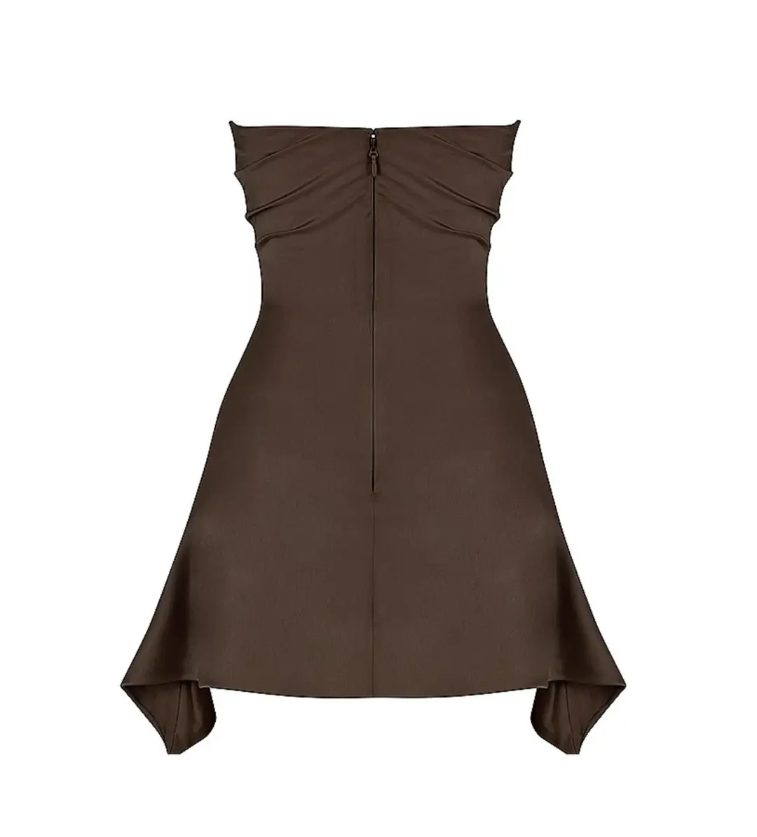 House of CB Jasmine Draped Strapless Corset Mini Dress Chocolate Size S/AU 8 for rent on The Volte - main image