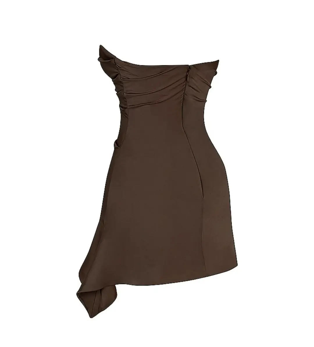House of CB Jasmine Draped Strapless Corset Mini Dress Chocolate Size S/AU 8 for rent on The Volte - main image