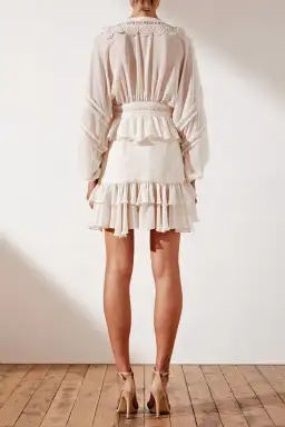 Shona Joy Rafaella Plunge Frill Mini Dress Cream Size 6 for rent on The Volte - image 3