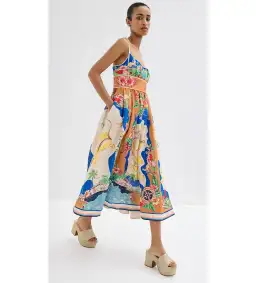 Zimmermann Alight Picnic Midi Dress Nautical Map Size 4 / AU 16 for rent on The Volte - image 2