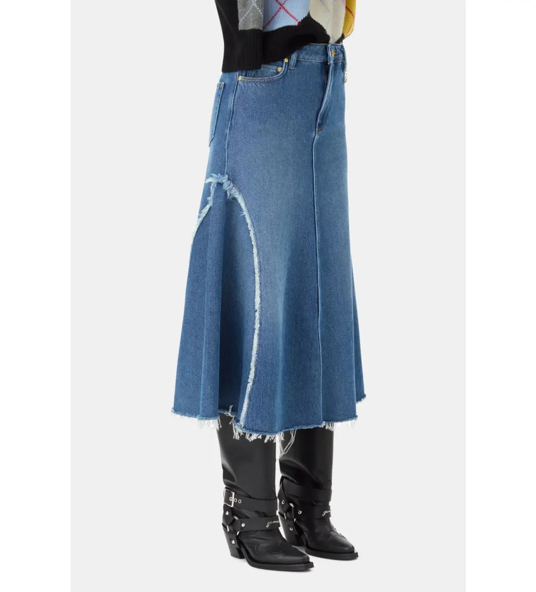 Ganni Blue Midi Skirt Mid Blue Stone Size 38/Au 10 for rent on The Volte - main image