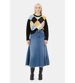 Ganni Blue Midi Skirt Mid Blue Stone Size 38/Au 10 for rent on The Volte - image 1