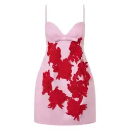 Oroton Contrast 3d Flower Mini Dress Poppy Pink Small Size 8 for rent on The Volte - image 4