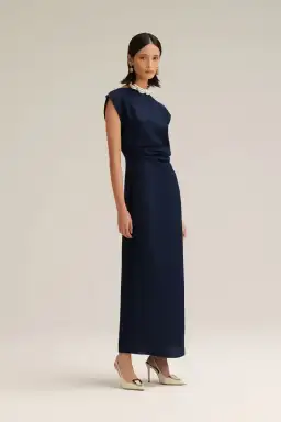 Scanlan Theodore Silk Jacquard Dress in Navy Size 8 for rent on The Volte - image 4
