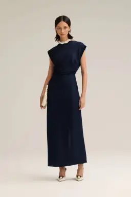 Scanlan Theodore Silk Jacquard Dress in Navy Size 8 for rent on The Volte - image 1