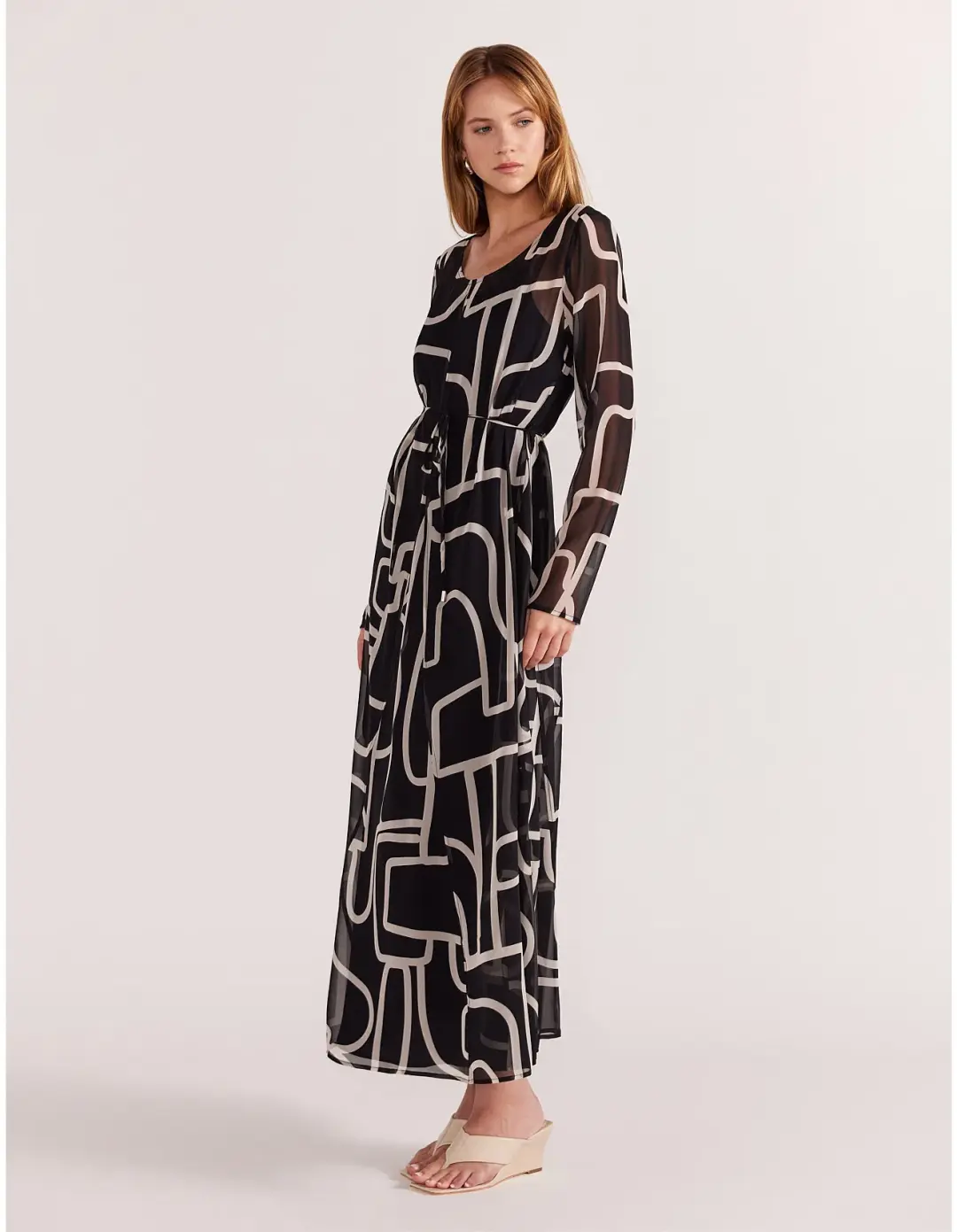 Staple The Label Vento Maxi Dress Black Print Size 6/XS for rent on The Volte - main image