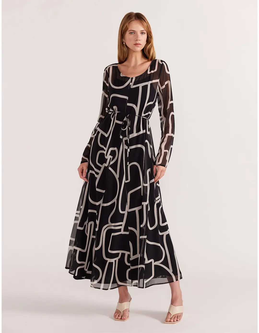 Staple The Label Vento Maxi Dress Black Print Size 6/XS for rent on The Volte - main image