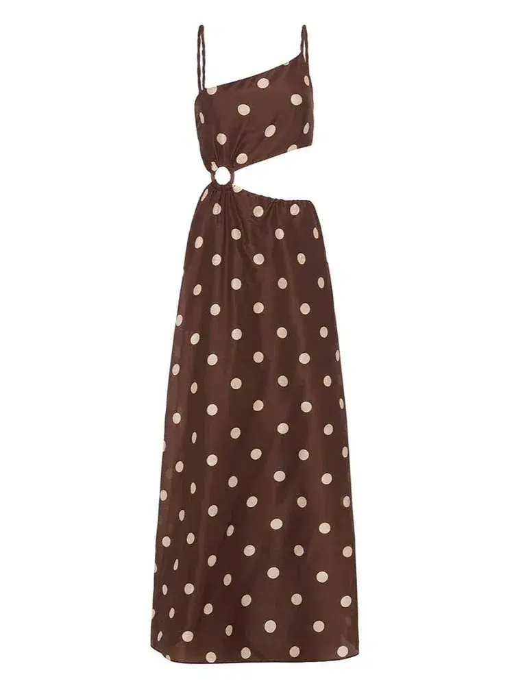 Sir The Label Vivi Asymmetrical Cut Out Dress in Marlon Polka Dot Size 0/ AU 6 for rent on The Volte - main image