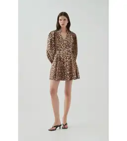 Aje Colette Mini Dress Leopard Size 10