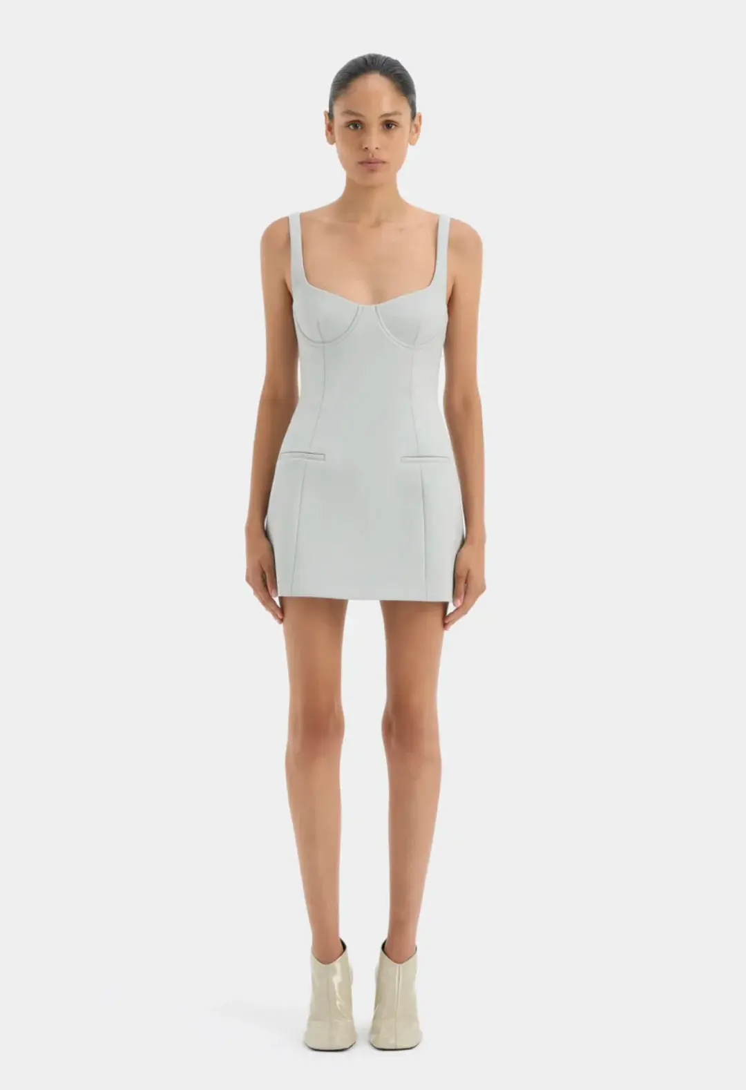 Sir the Label Sandrine Balconette Mini Dress Ice Blue Size AU 8 for rent on The Volte - main image