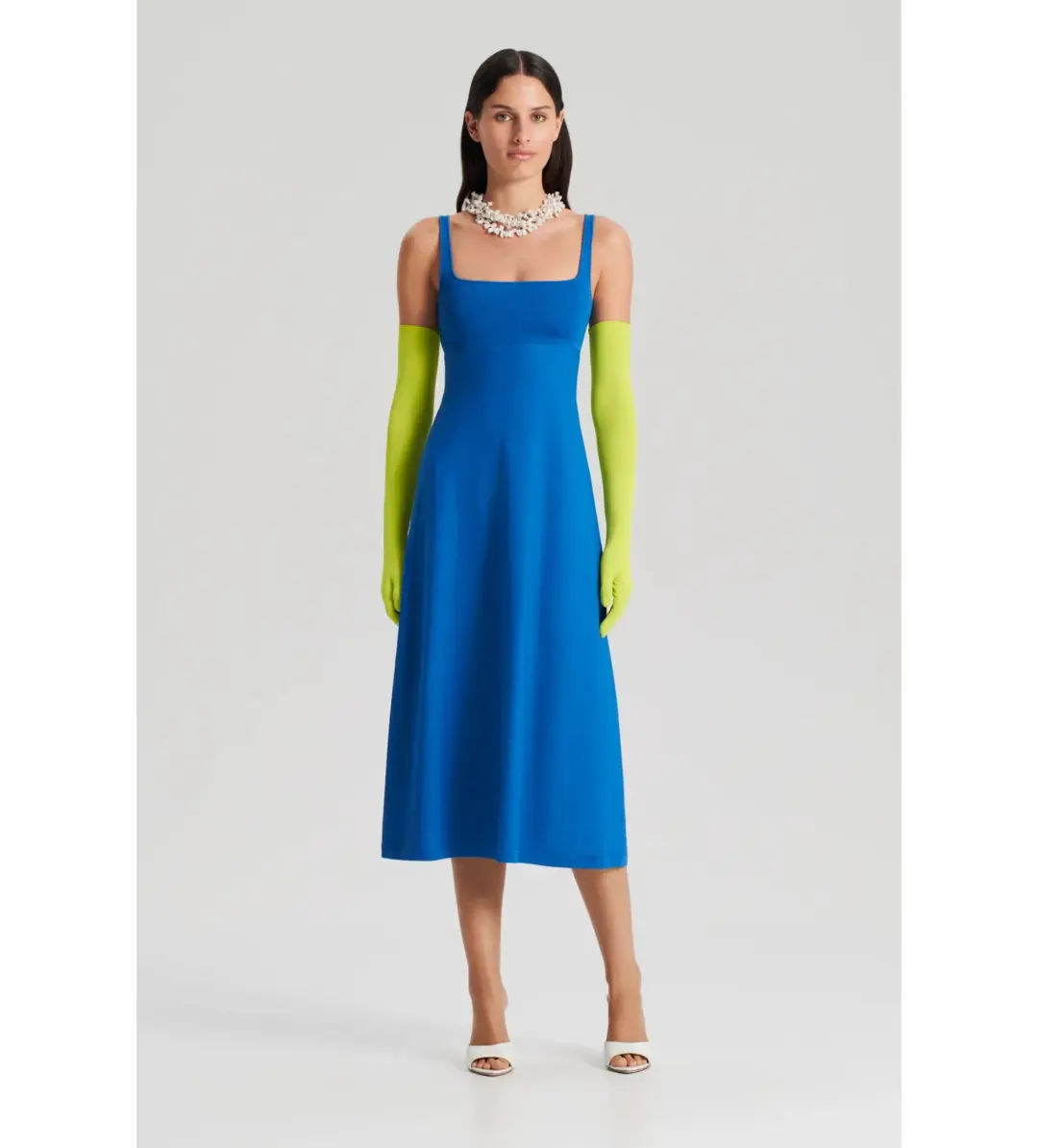 Scanlan Theodore Crepe Knit Square Neck Dress Azure size 10 for rent on The Volte - main image