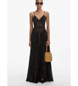 Self Portrait Black and Gold Chiffon Maxi Dress Size AU 8 for rent on The Volte - image 1