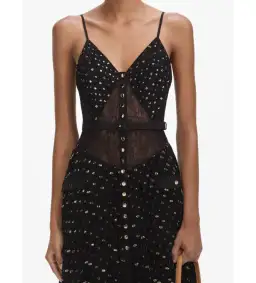 Self Portrait Black and Gold Chiffon Maxi Dress Size AU 8 for rent on The Volte - image 5