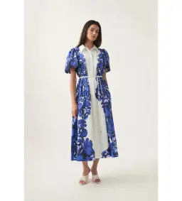 Aje Fernanda Midi Dress in Boldly Blooming Cobalt Size