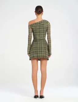 Benni Elijah Mini Dress Olive Check Size AU 8 for rent on The Volte - image 3