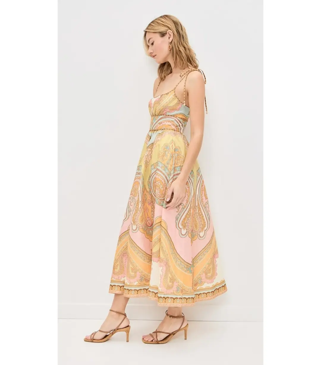 Zimmermann Maxine Picnic Midi Dress Gold Paisley Size 2 / AU 12 for rent on The Volte - main image