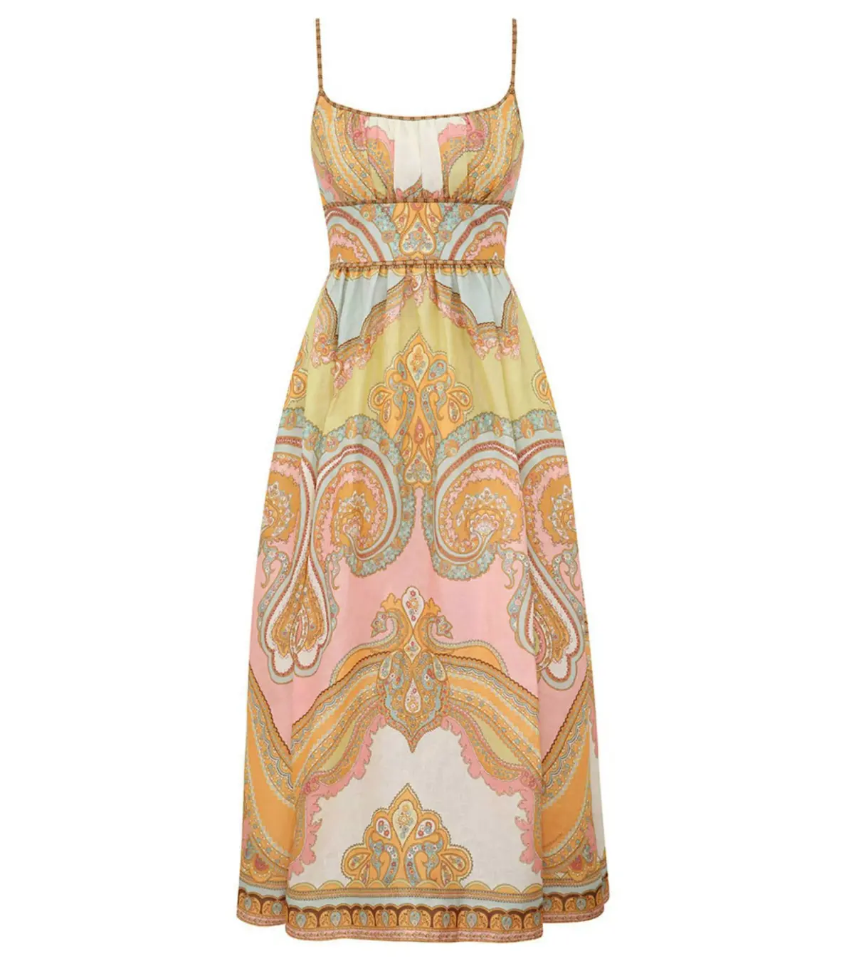 Zimmermann Maxine Picnic Midi Dress Gold Paisley Size 2 / AU 12 - Image 4