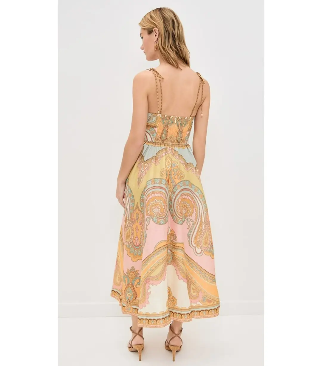 Zimmermann Maxine Picnic Midi Dress Gold Paisley Size 2 / AU 12 for rent on The Volte - main image
