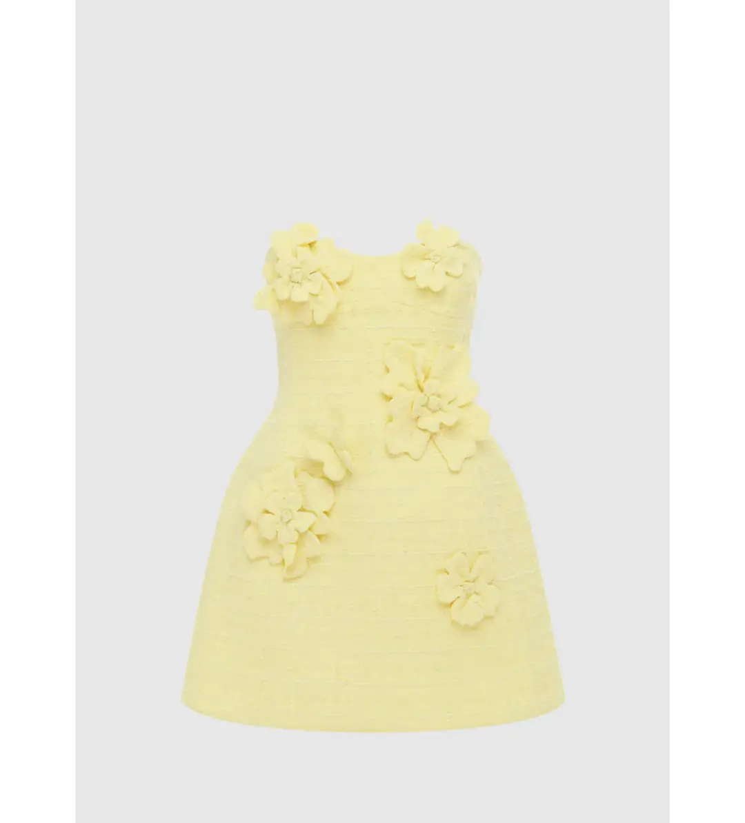 Leo Lin Rosario Tweed Petal Bustier Mini Dress in Sorbet Yellow Size 8 for rent on The Volte - main image