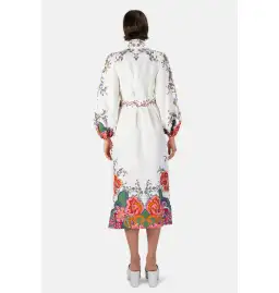 Zimmerman The Lovestruck Buttoned Midi Dress in Natural Paisley Floral Size 0 / AU 8 for rent on The Volte - image 2