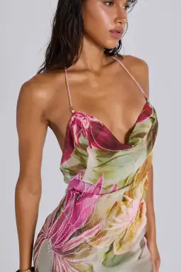 Jaded London Dahlia Hand Beaded Backless Chiffon Maxi Dress Floral Size 8 for rent on The Volte - image 2