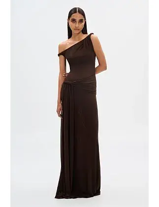 MISHA Sisal Mesh Maxi Dress Espresso Size 8/S for rent on The Volte - main image