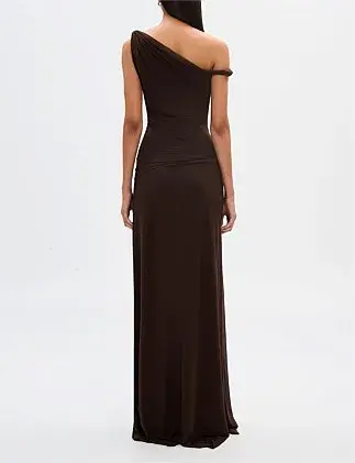 MISHA Sisal Mesh Maxi Dress Espresso Size 8/S for rent on The Volte - main image
